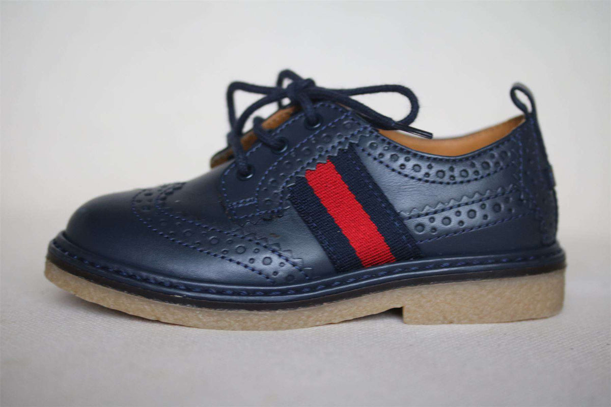 GUCCI BABY BOYS NAVY BLUE BROGUE SHOES EU 22 UK 5