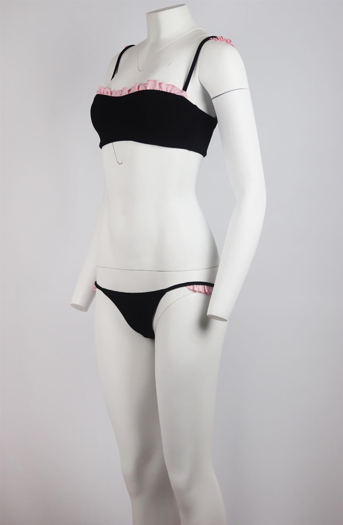 SAME SWIM RUFFLE TRIMMED TEXTURED BIKINI SMALL/MEDIUM