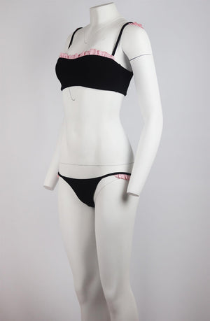 SAME SWIM RUFFLE TRIMMED TEXTURED BIKINI SMALL/MEDIUM