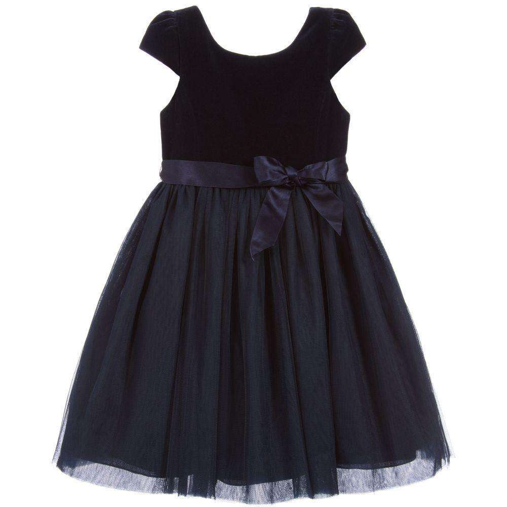 POLO RALPH LAUREN GIRLS NAVY BLUE VELVET TULLE DRESS 4 YEARS