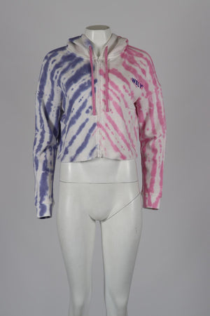 WSLY CROPPED TIE DYED COTTON JERSEY HOODIE SMALL