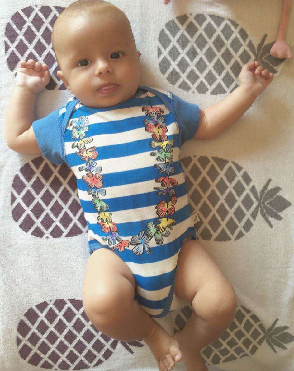 STELLA MCCARTNEY KIDS BLUE STRIPE HAWAIIAN BODYSUIT 18 MONTHS