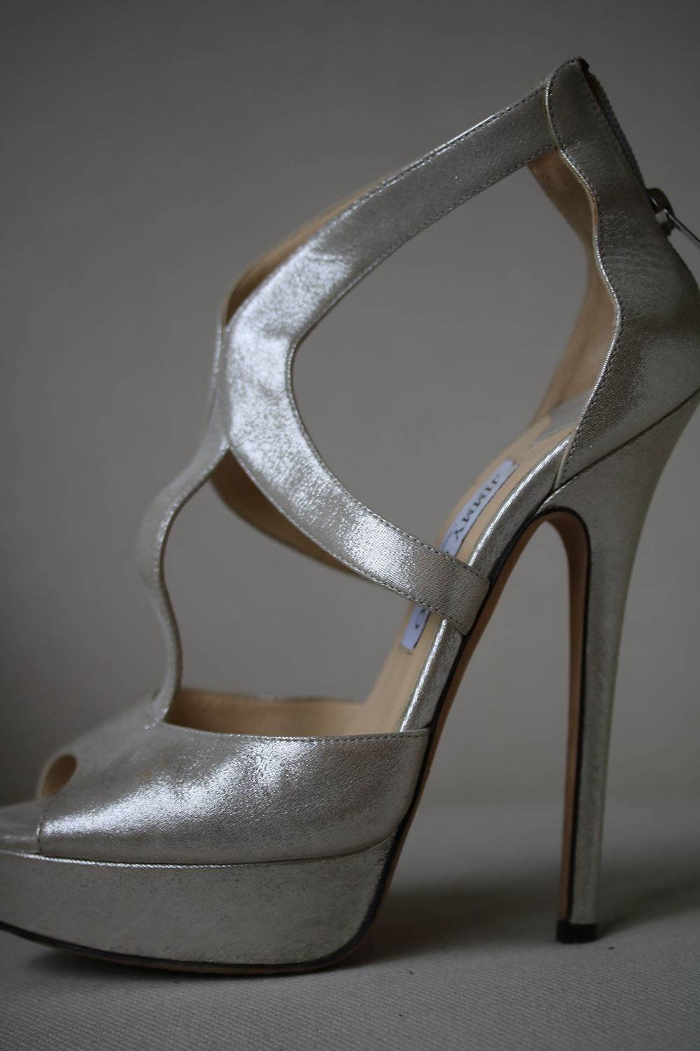JIMMY CHOO SHIMMER SUEDE PLATFORM HEELS EU 38.5 UK 5.5 US 8.5