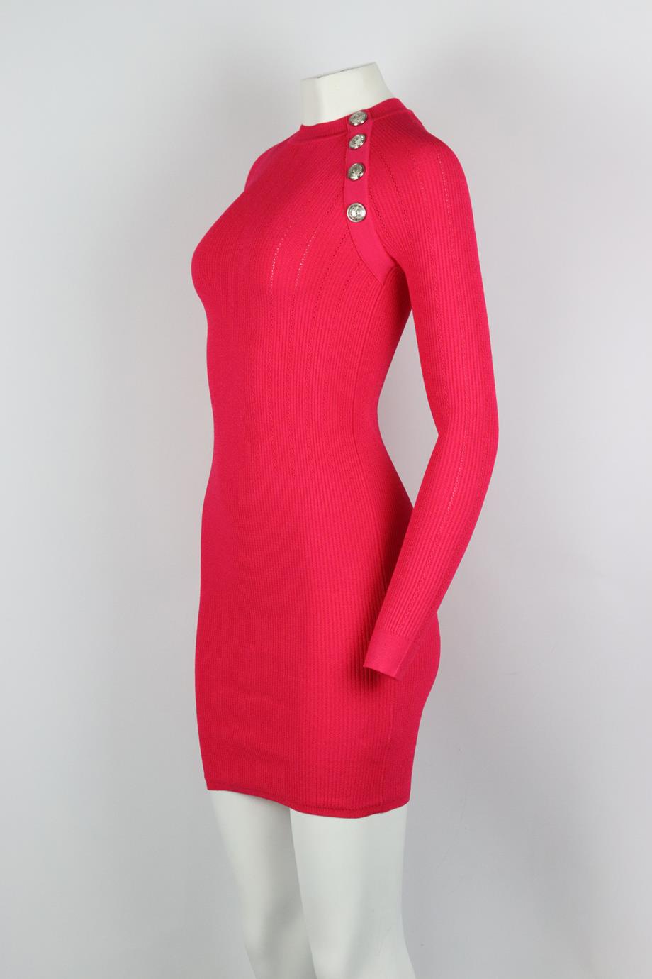 balmain button-embellished ribbed-knit mini dress Balmain