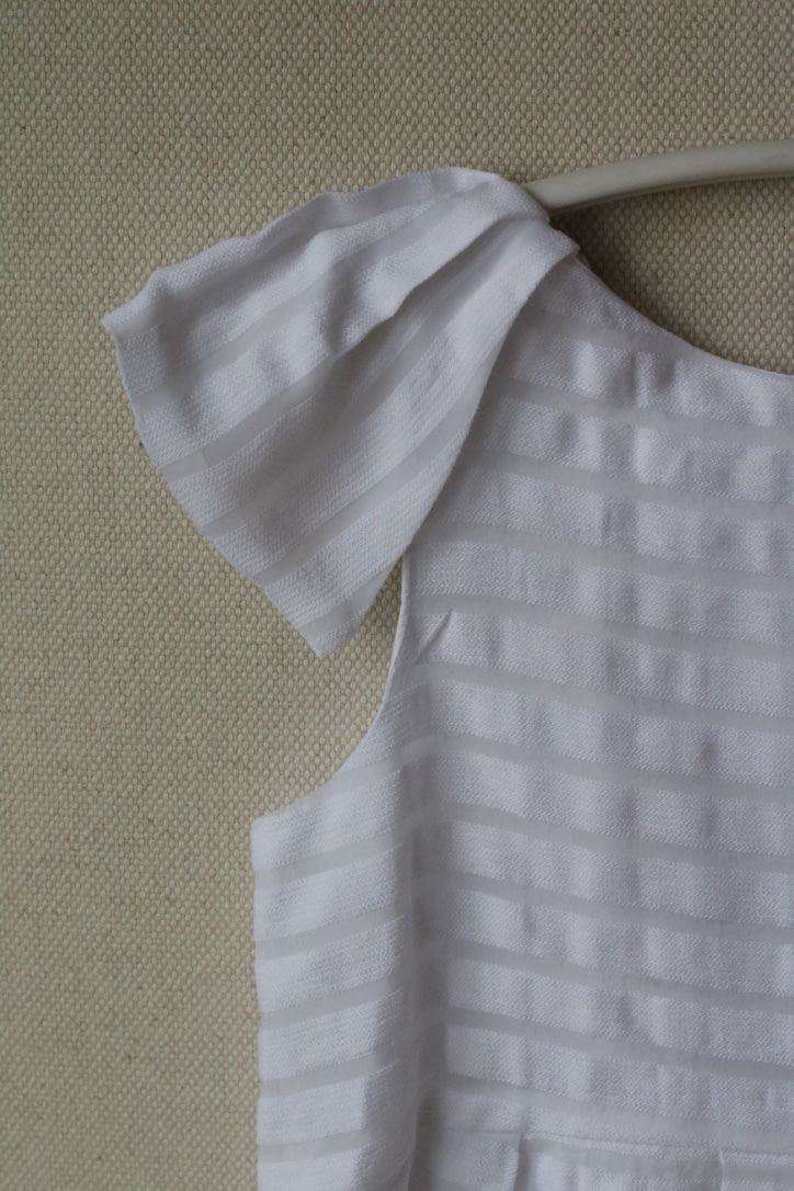 TARTINE ET CHOCOLAT BABY GIRLS WHITE STRIPED ORGANZA DRESS 4 YEARS