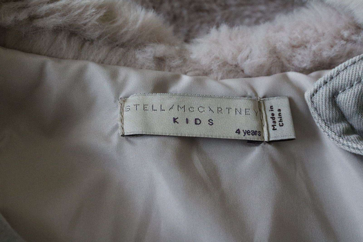STELLA MCCARTNEY KIDS GIRLS GREY SYNTHETIC FUR TREASURE HOODED COAT 4 YEARS