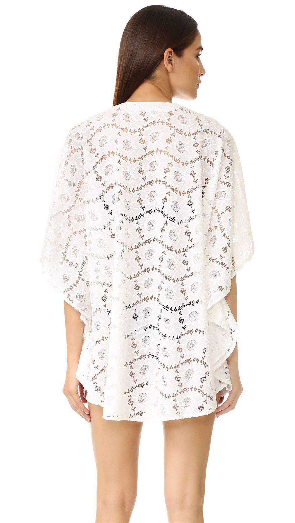 MELISSA ODABASH CINDY LACE-UP LACE COVER-UP ONE SIZE