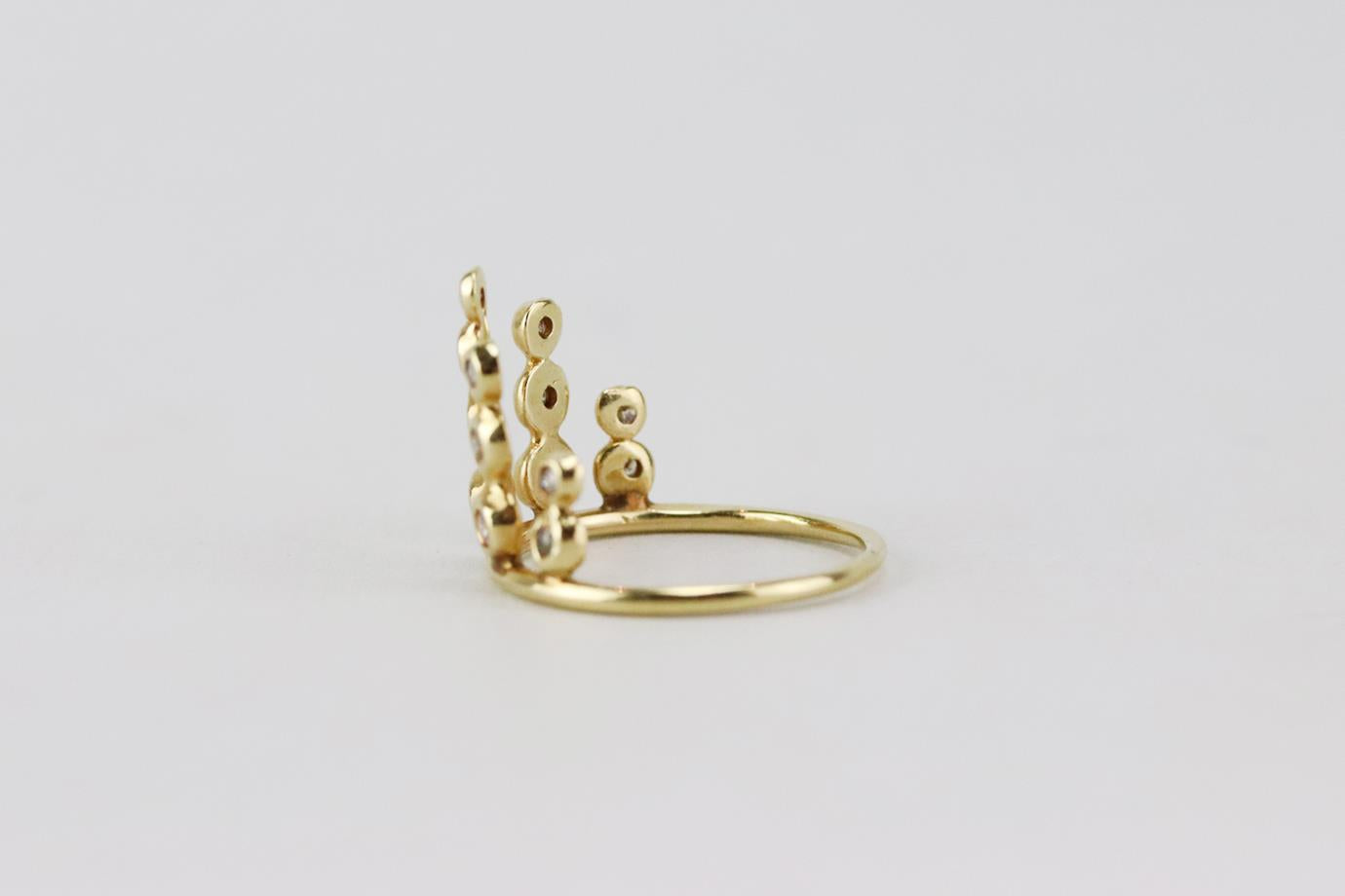 JACQUIE AICHE 14K YELLOW GOLD PAVE DIAMOND STACK RING 16 MM