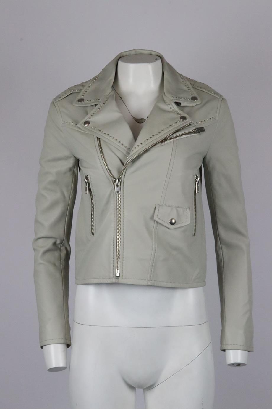 IRO STUDDED LEATHER BIKER JACKET FR 36 UK 8