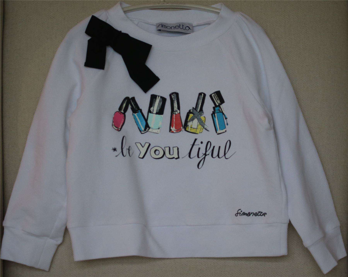 SIMONETTA GIRLS WHITE NAIL POLISH SWEATER 4 YEARS