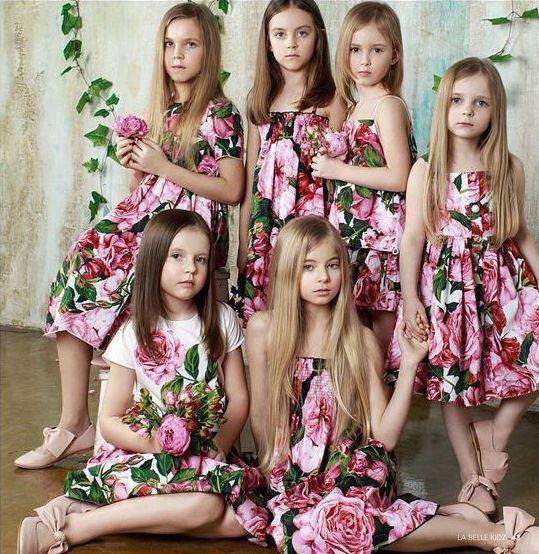 DOLCE & GABBANA GIRLS PINK ROSE BIANCO COTTON DRESS 4 YEARS