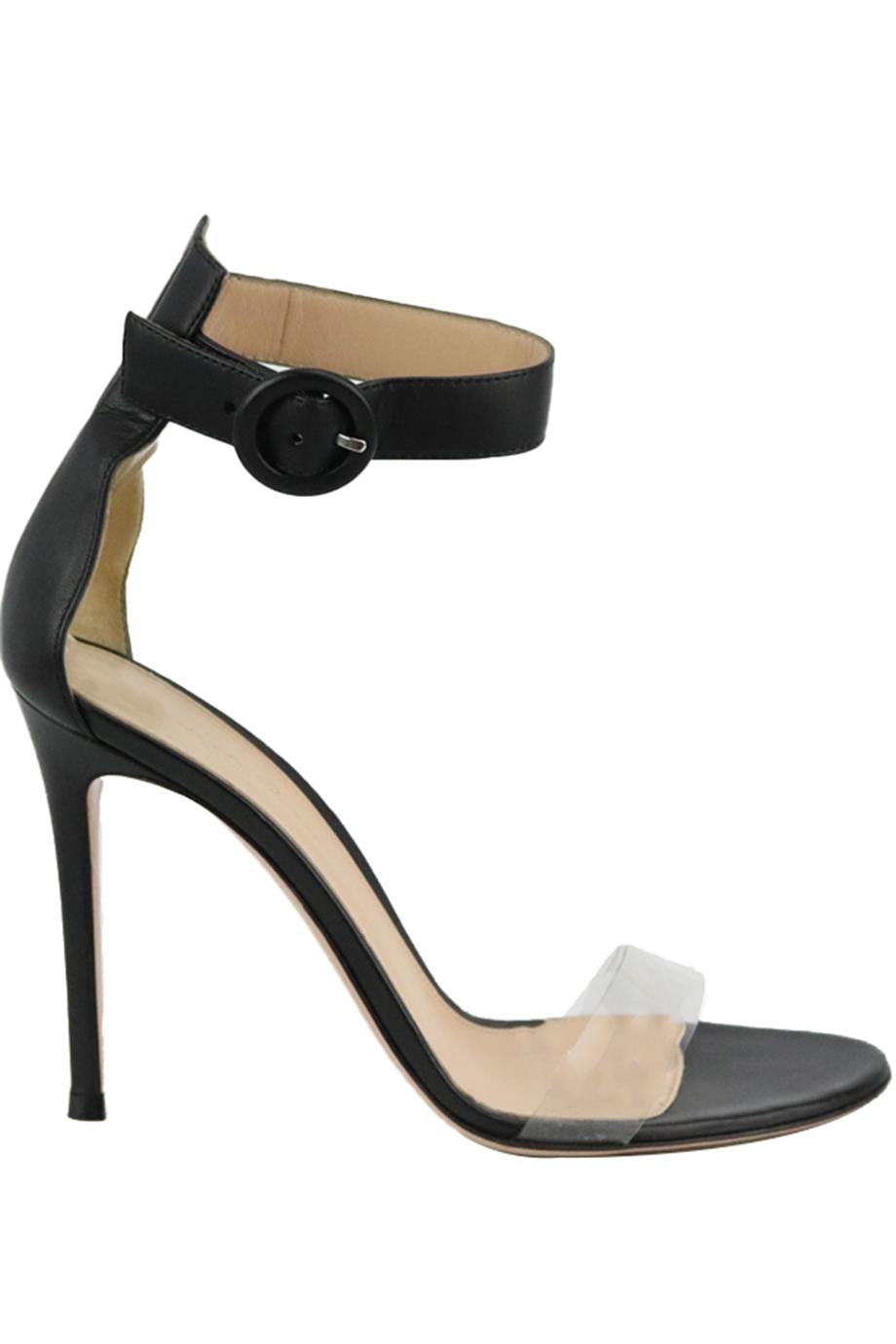 GIANVITO ROSSI PORTOFINO PVC AND LEATHER SANDALS EU 38 UK 5 US 8