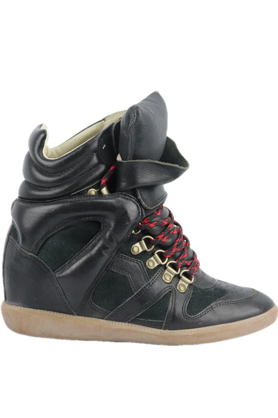 ISABEL MARANT ETOILE LEATHER AND SUEDE WEDGE SNEAKERS EU 37 UK 4 US 7