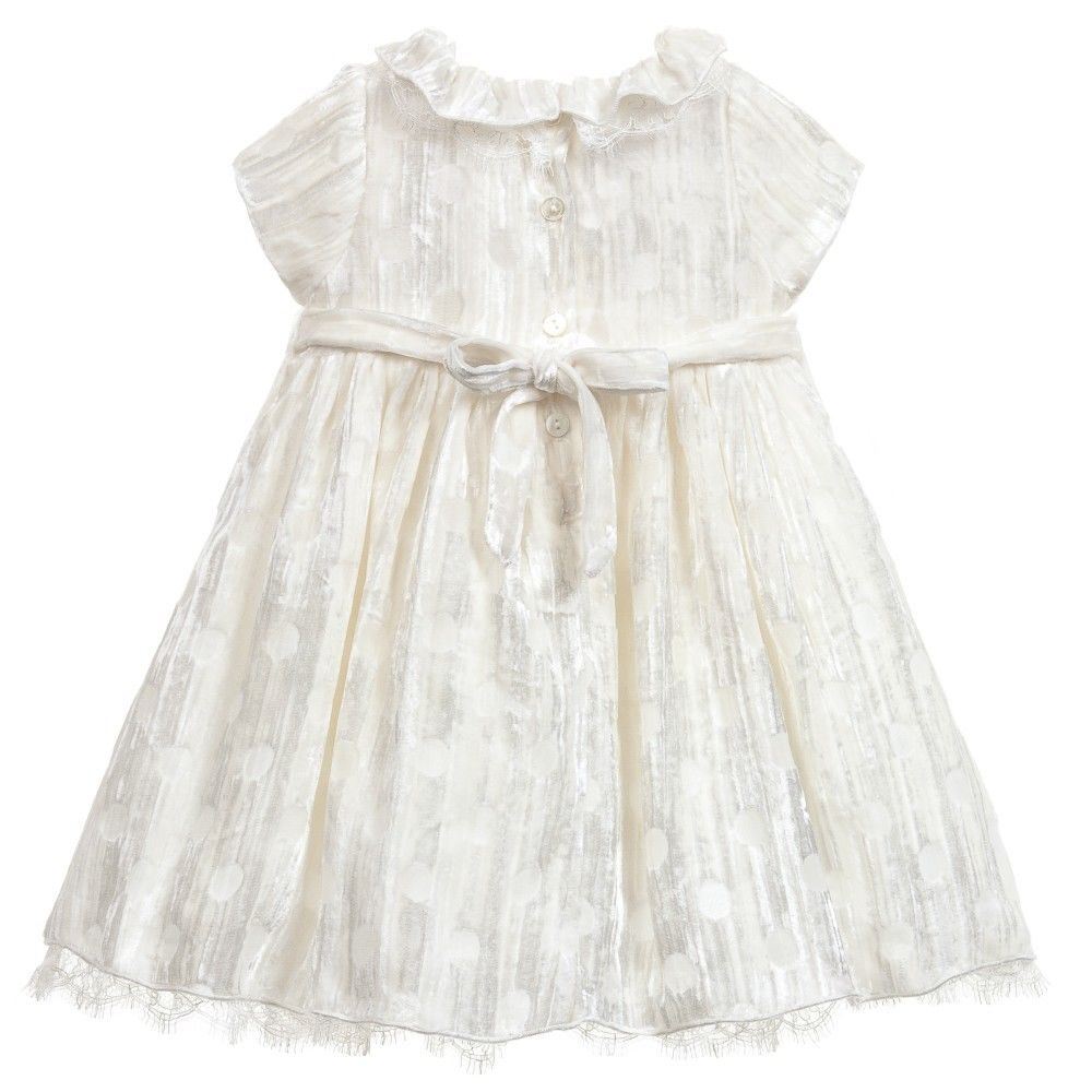 LA STUPENDERIA BABY IVORY VELVET SPOTTED DRESS 24 MONTHS