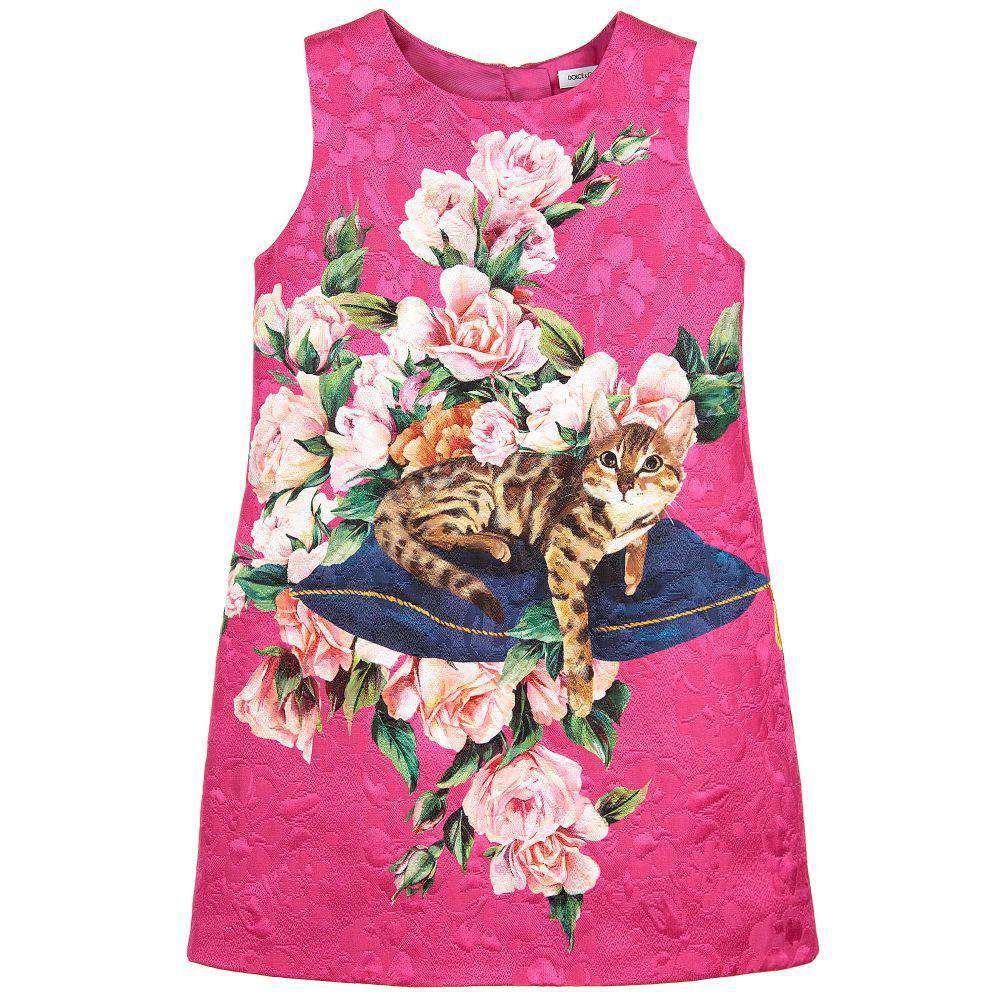 DOLCE & GABBANA GIRLS PINK BROCADE DRESS 4 YEARS