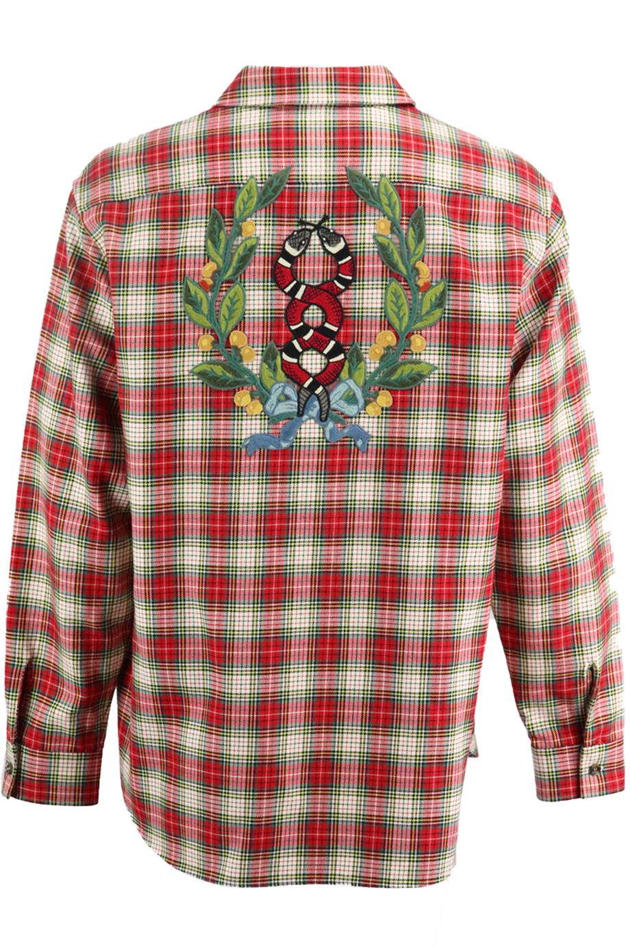 GUCCI MEN'S APPLIQUÉD CHECKED COTTON SHIRT IT 54 UK/US CHEST 44