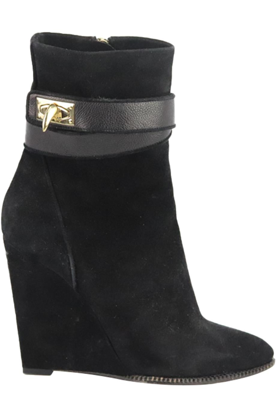 GIVENCHY SHARK LOCK SUEDE WEDGE ANKLE BOOTS EU 38 UK 5 US 8