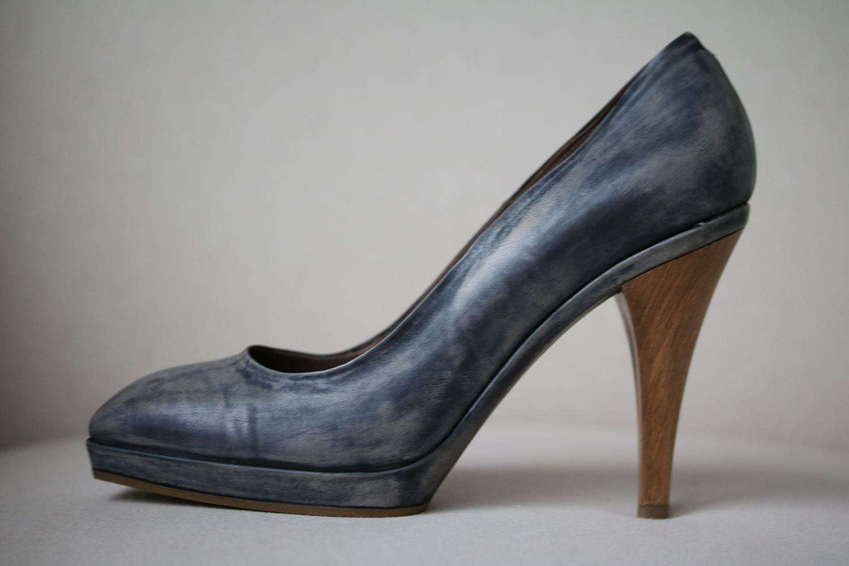 MARNI LEATHER WOODEN HEEL PUMPS EU 38 UK 5 US 8
