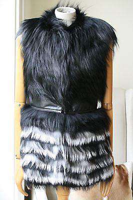 YIGAL AZROUEL LEATHER AND FOX FUR VEST GILET MEDIUM