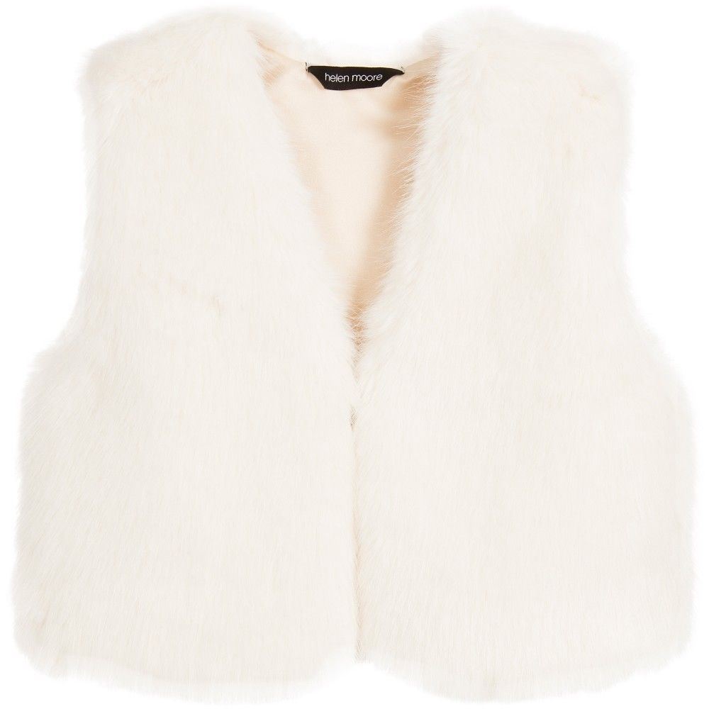 HELEN MOORE GIRLS ERMINE WHITE FAUX FUR WAISTCOAT GILET 4-6 YEARS