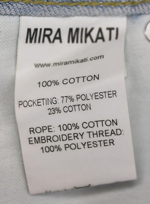 MIRA MIKATI BELTED EMBROIDERED DENIM SHORTS FR 34 UK 6