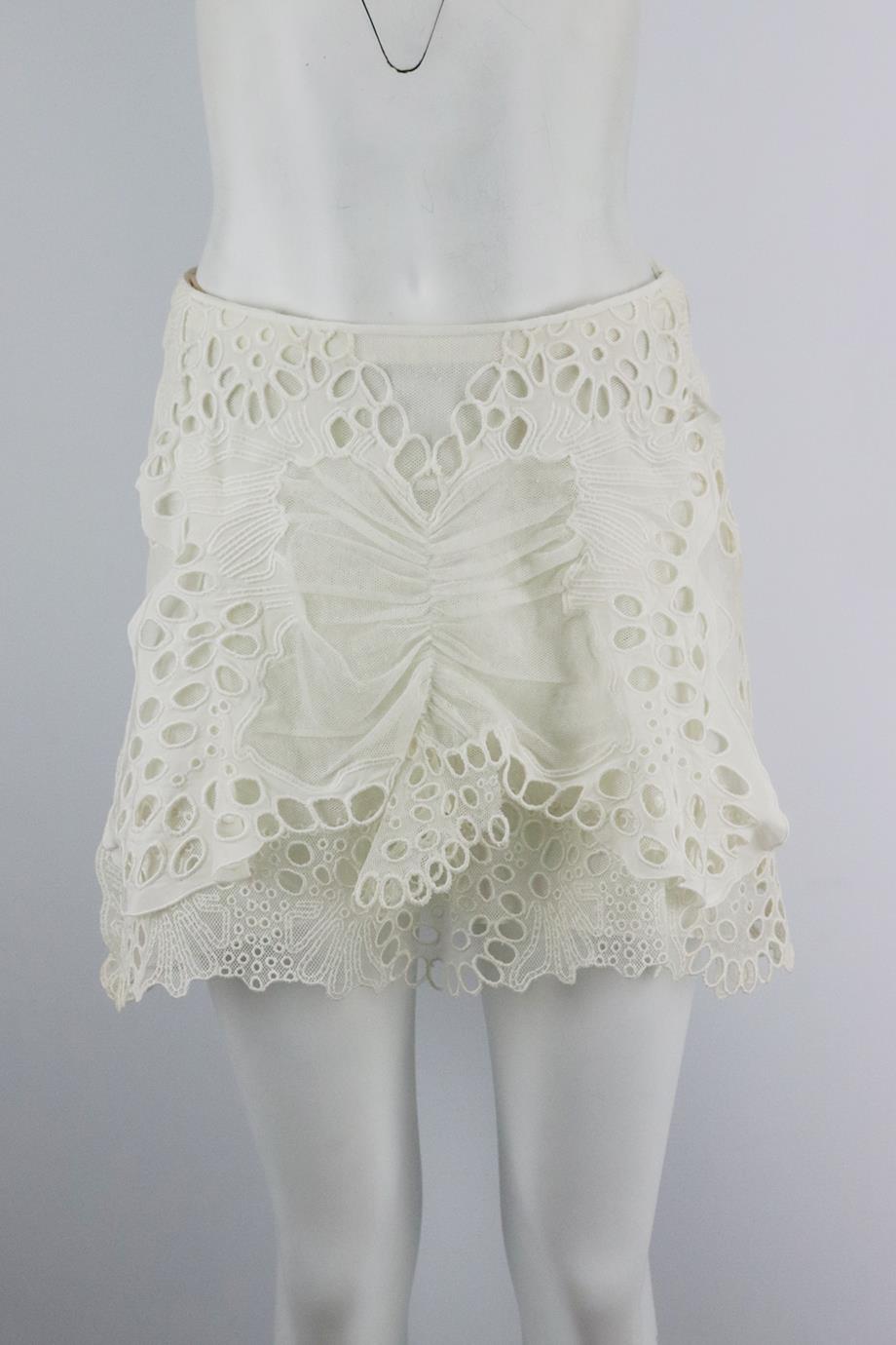 CHLOÉ TULLE AND LINEN BLEND MINI SKIRT FR 34 UK 6