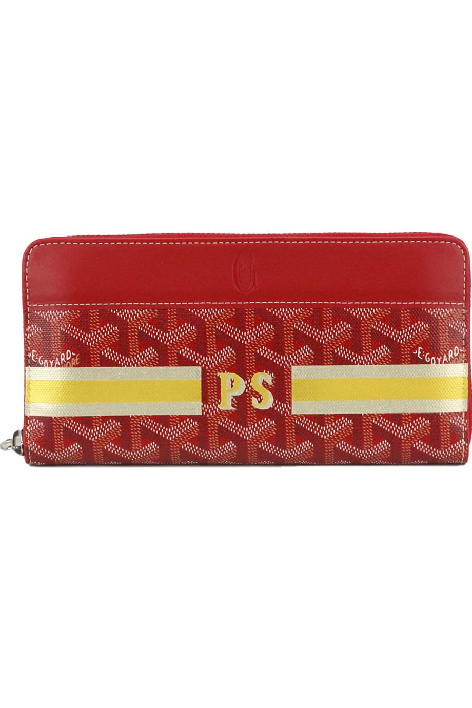 GOYARD MATIGNON GM PERSONALISED COATED CANVAS AND LEATHER WALLET