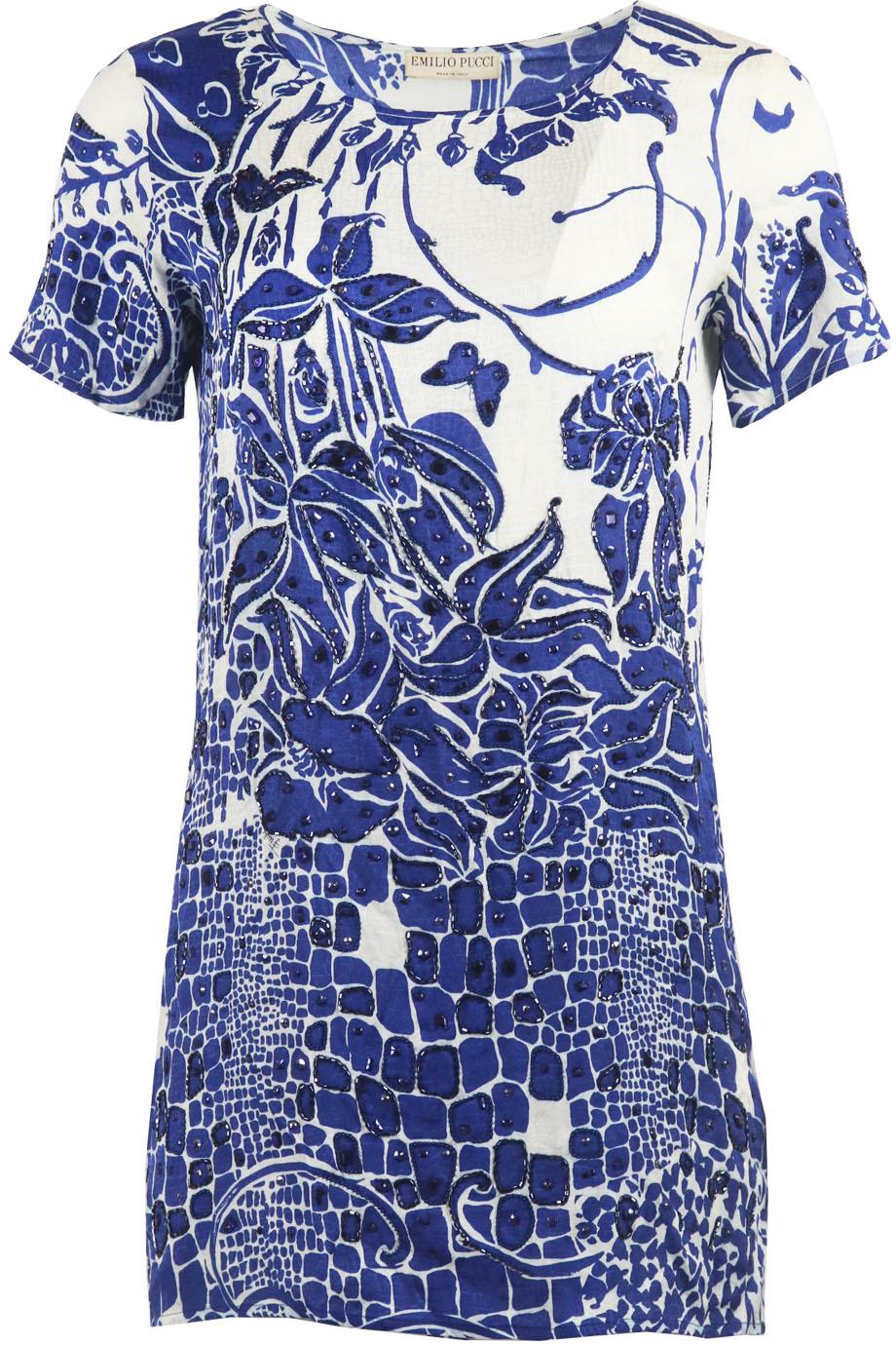 EMILIO PUCCI EMBELLISHED PRINTED SILK MINI DRESS IT 38 UK 6
