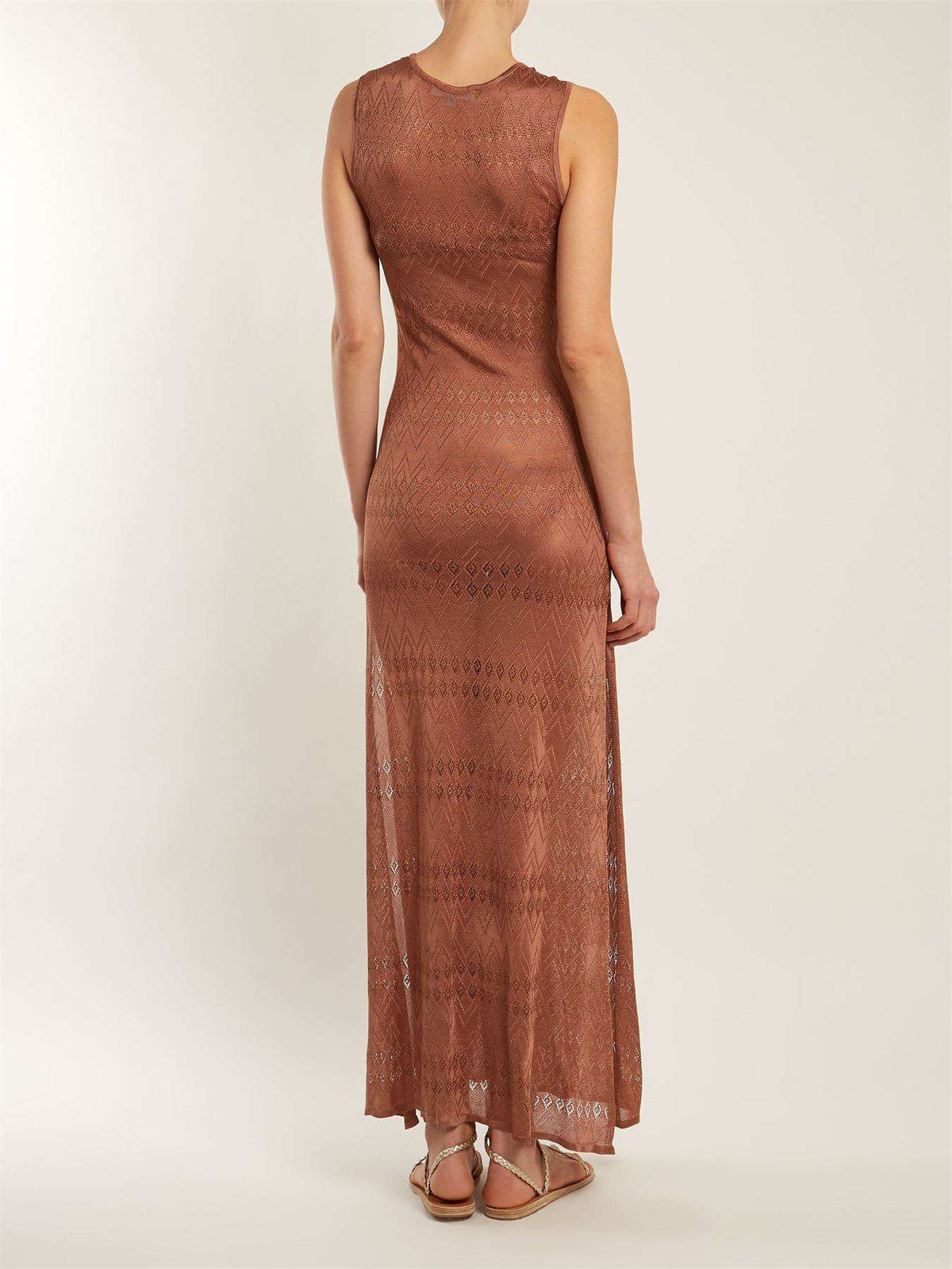 MELISSA ODABASH KOURTNEY LACE-UP POINTELLE-KNIT MAXI DRESS SMALL