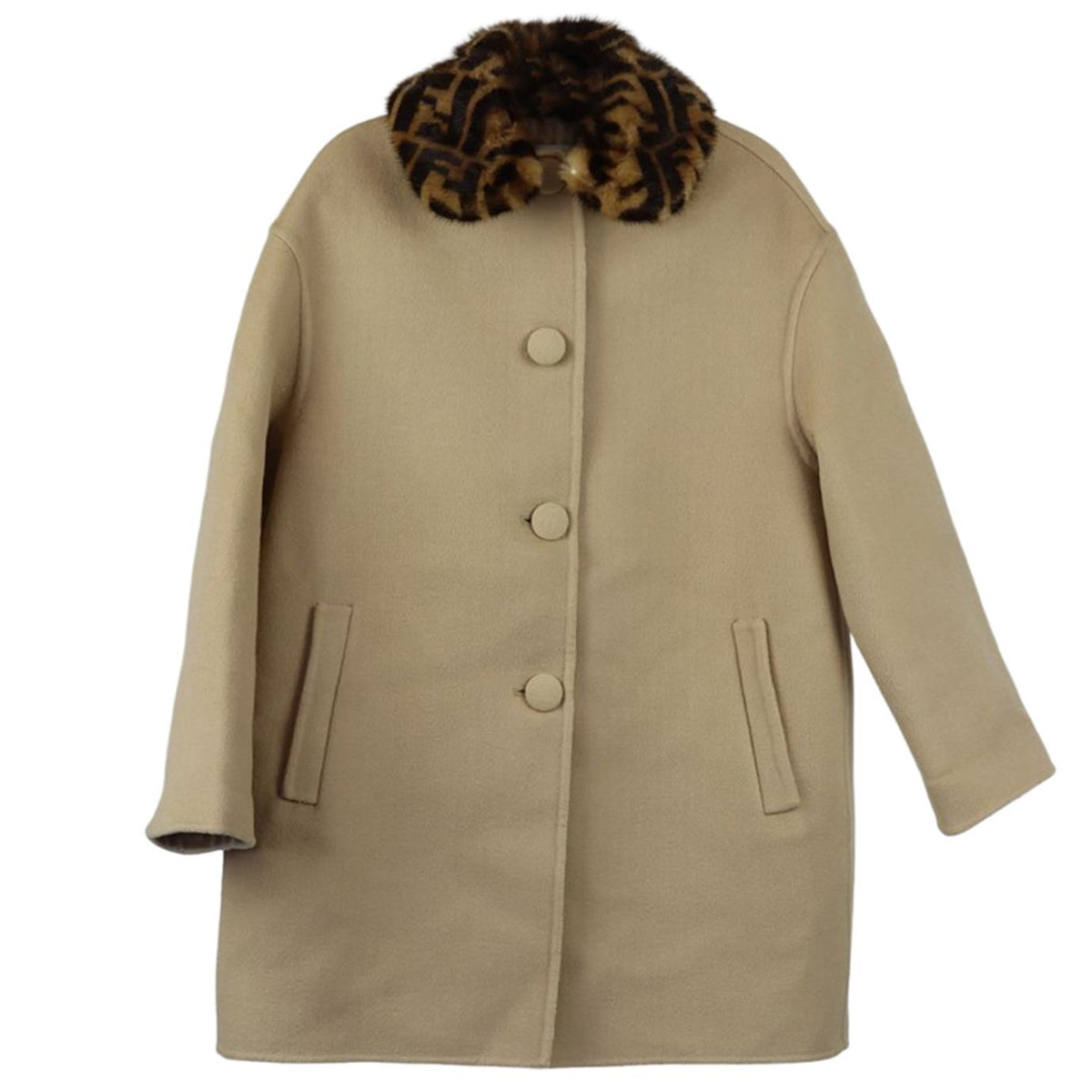 FENDI KIDS GIRLS MINK FUR TRIMMED WOOL COAT 8 YEARS