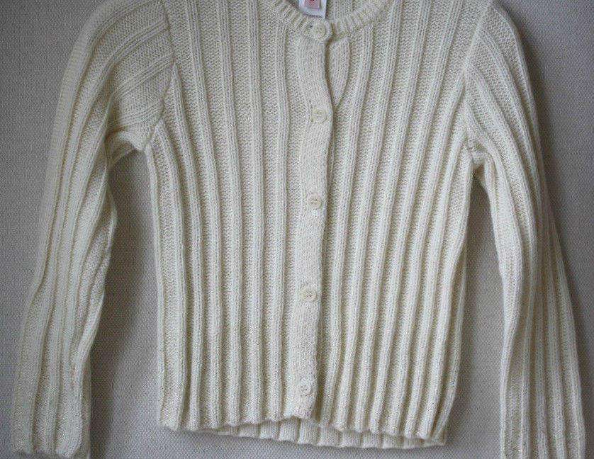 BONPOINT BABY CREAM WOOL ANGORA METALLIC RIBBED CARDIGAN 3 YEARS