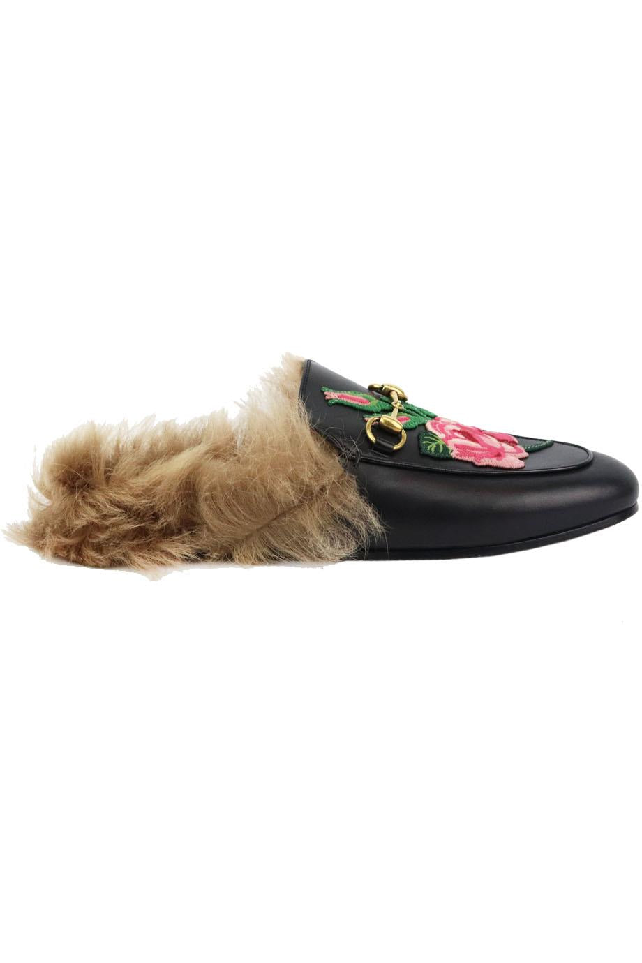 GUCCI PRINCETOWN APPLIQUÉD LEATHER SLIPPERS EU 38 UK 5 US 8