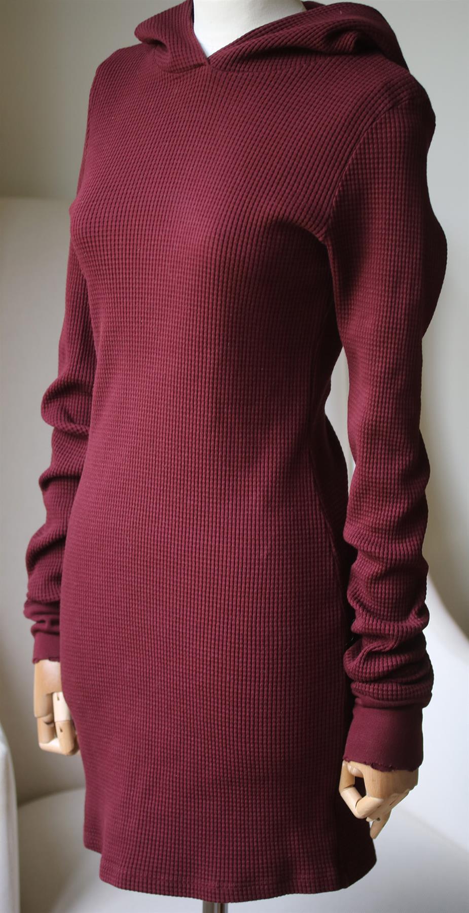 COTTON CITIZEN MONACO THERMAL HOODIE DRESS SMALL
