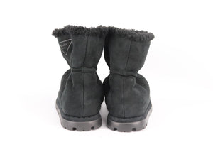 PRADA SHEARLING LINED SUEDE ANKLE BOOTS EU3 8 UK 5 US 8