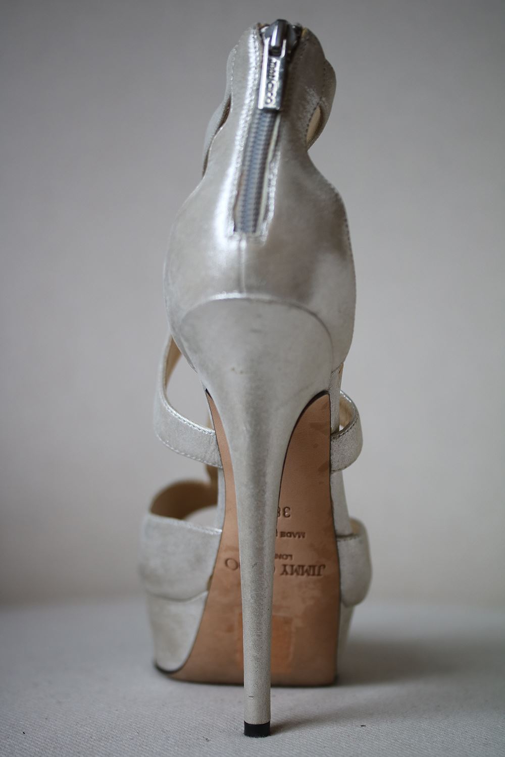 JIMMY CHOO SHIMMER SUEDE PLATFORM HEELS EU 38.5 UK 5.5 US 8.5