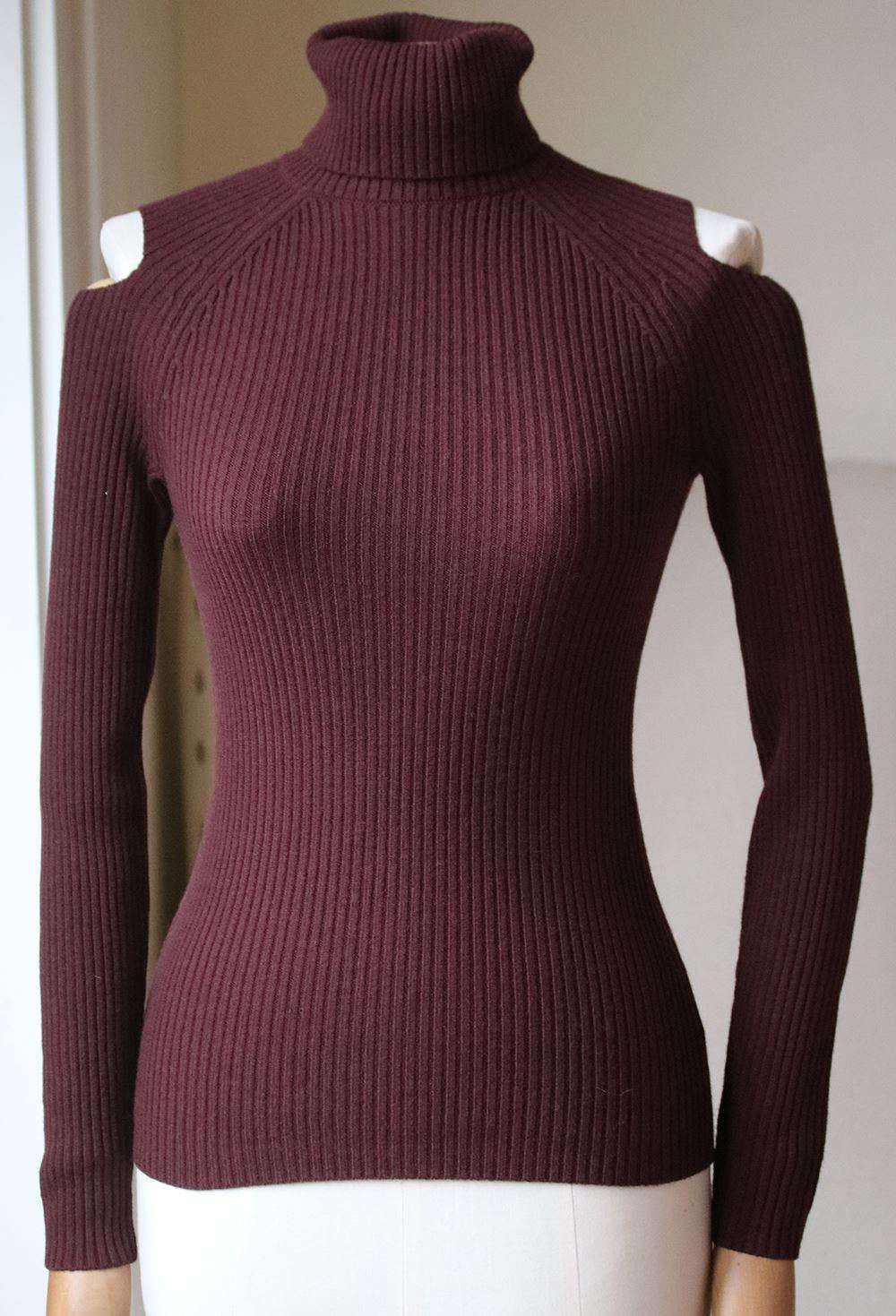 THEORY JEMLISS CUTOUT RIBBED WOOL BLEND SWEATER XSMALL
