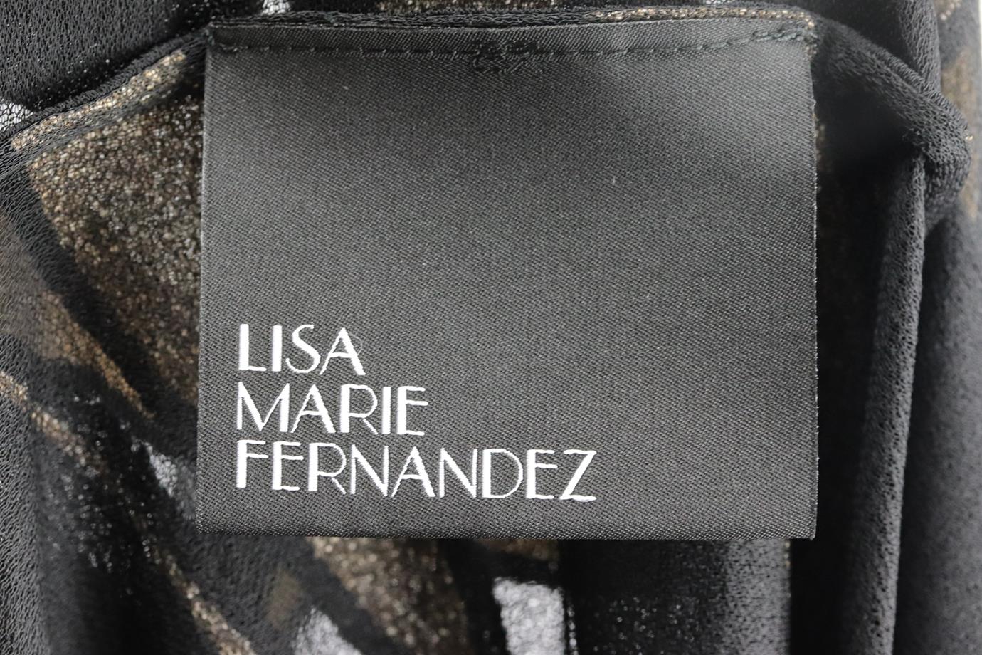 LISA MARIE FERNANDEZ ONE SHOULDER PRINTED DEVORÉ CREPE MAXI DRESS UK 10