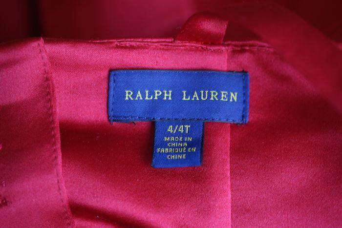 POLO RALPH LAUREN GIRLS RED SILK SATIN DRESS 4 YEARS