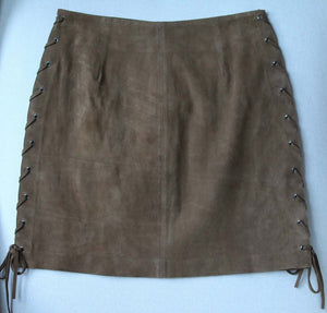 LPA 56 SUEDE LACE UP MINI SKIRT XSMALL