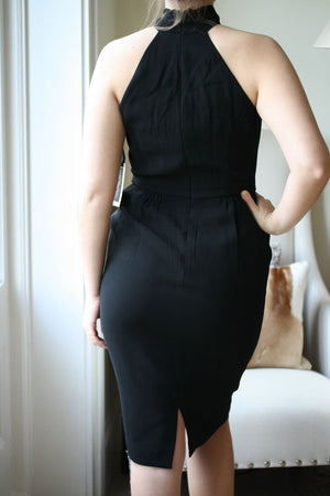 GIAMBATTISTA VALLI BLACK TWIST NECK SILK DRESS IT 42 UK 10