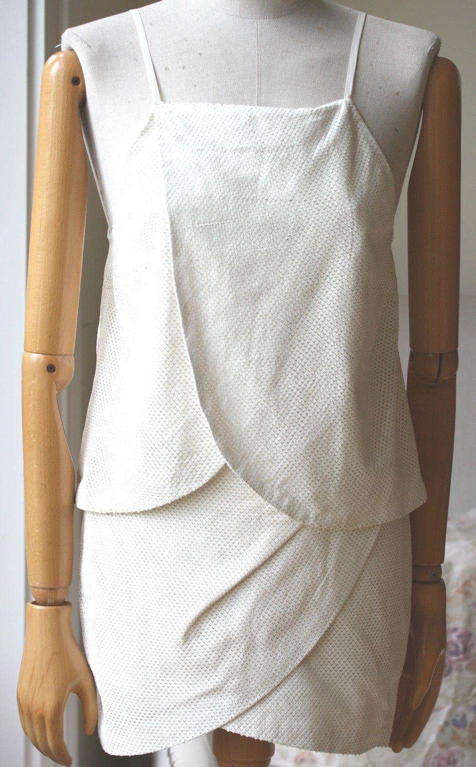 MASON BY MICHELLE MASON IVORY WRAP-EFFECT PERFORATED-LEATHER CAMISOLE 2 UK 6