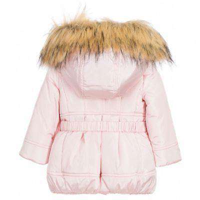 MONNALISA BABY GIRLS PADDED PINK JACKET COAT WITH FUR TRIM  36 MONTHS
