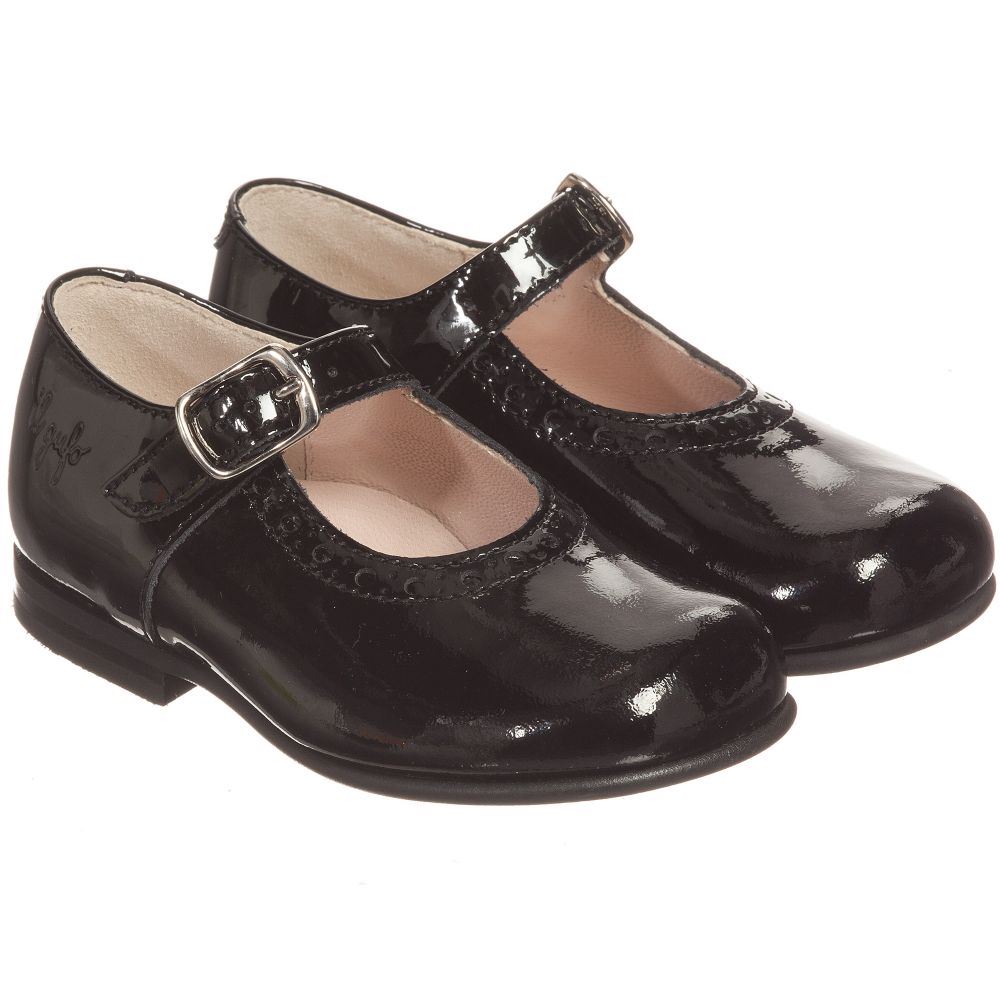 IL GUFO GIRLS BLACK PATENT LEATHER SHOES EU 23 UK 6