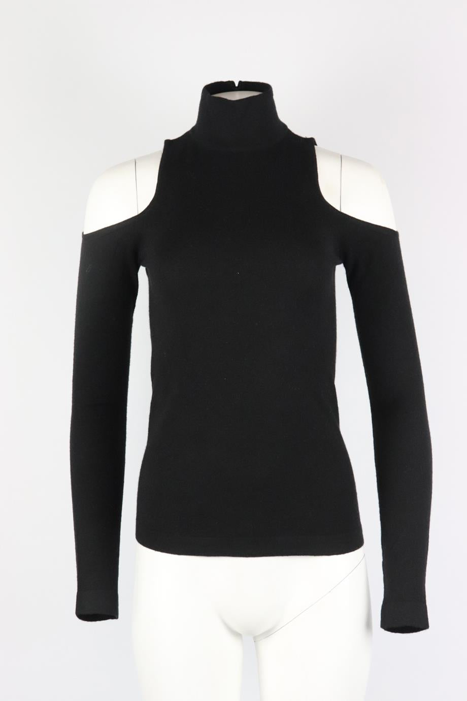 DONNA KAREN COLD SHOULDER CASHMERE TURTLENECK SWEATER XSMALL
