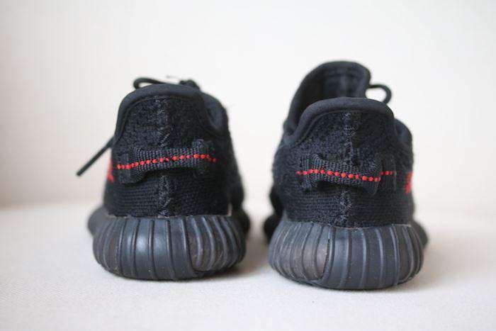 ADIDAS YEEZY KIDS BOOST 350 CORE BLACK RED TRAINERS EU 23.5 UK 6.5