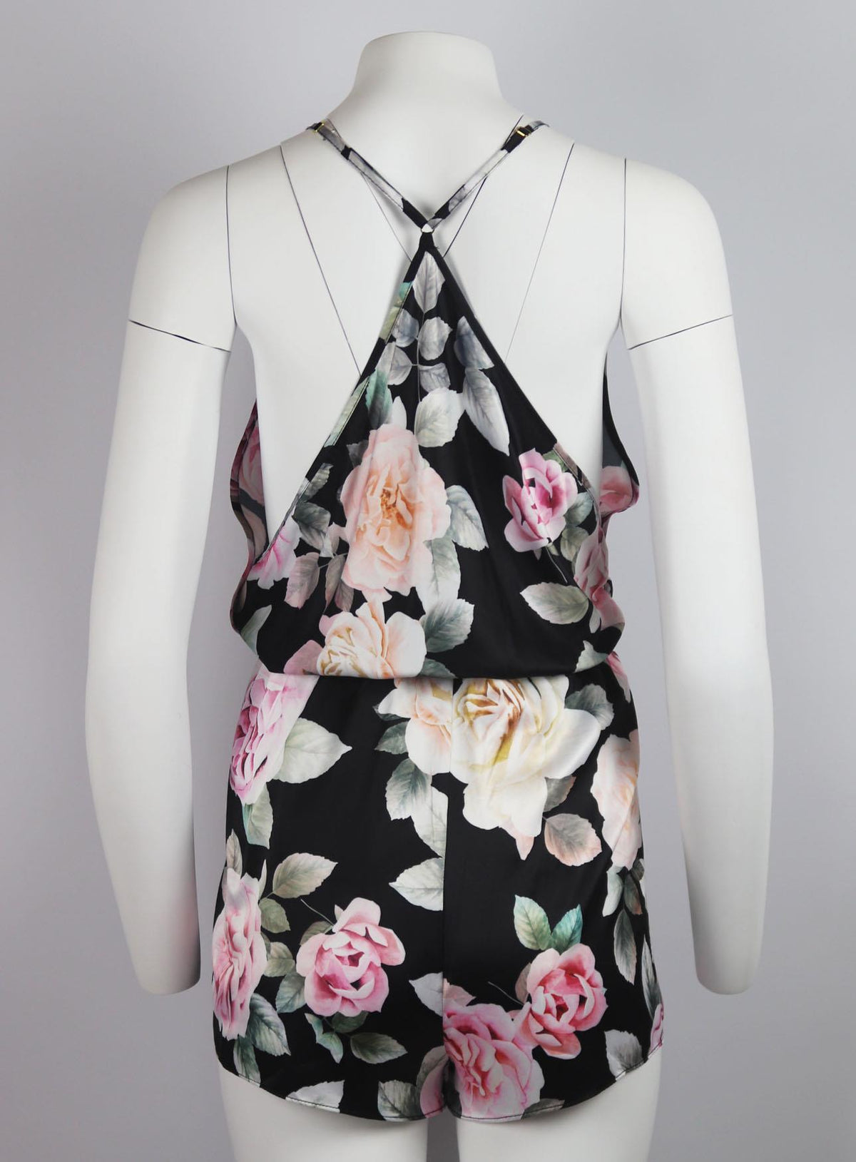 FLORA NIKROOZ FLORAL PRINT SATIN PLAYSUIT LARGE