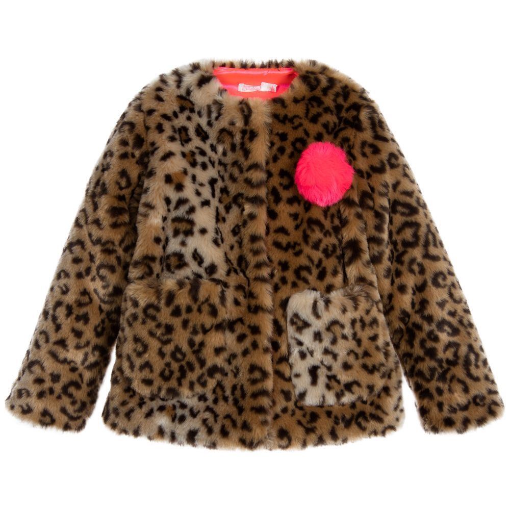 BILLIEBLUSH GIRLS LEOPARD PRINTED FAUX FUR JACKET 3 YEARS