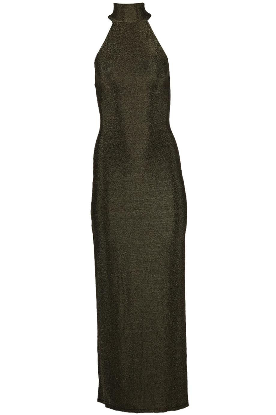 REFORMATION STRETCH LAMÉ TURTLENECK MIDI DRESS SMALL