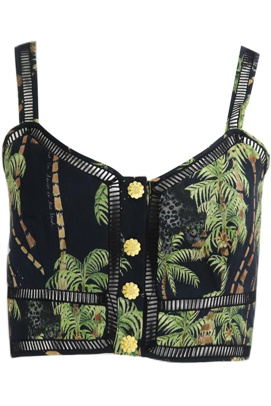 HAYLEY MENZIES CROPPED PRINTED COTTON TOP SMALL