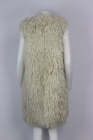 DOLCE AND GABBANA CORDUROY TRIMMED SHEARLING GILET IT 40 UK 8
